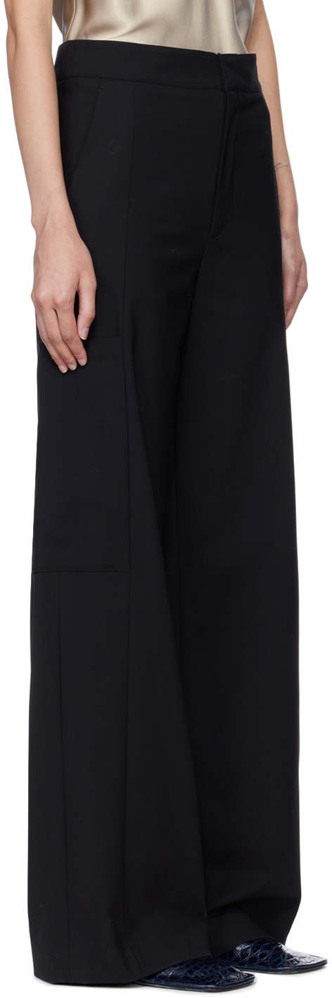 GAUCHERE Black Wide-Leg Cargo Trousers