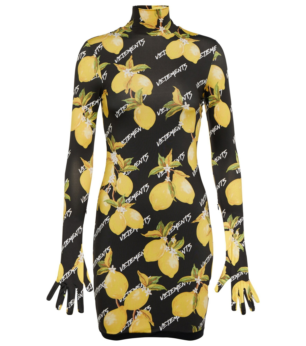 Vetements - High-neck printed jersey minidress