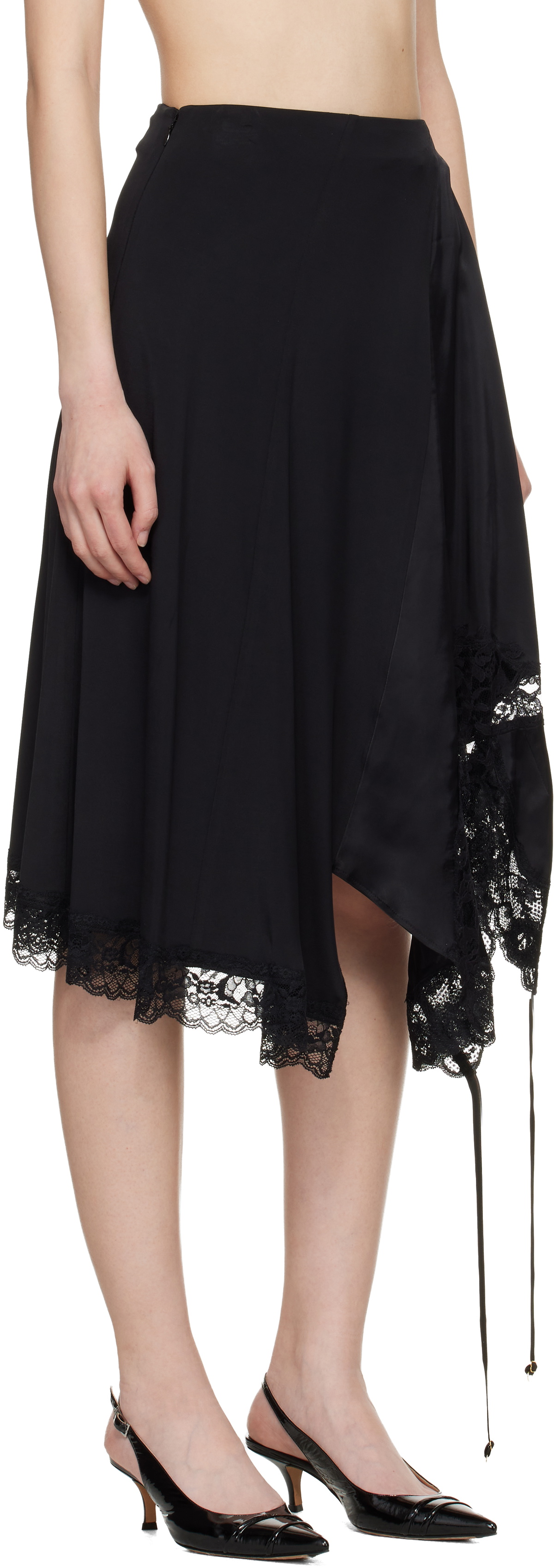 VETEMENTS Black Reworked Lingerie Midi Skirt