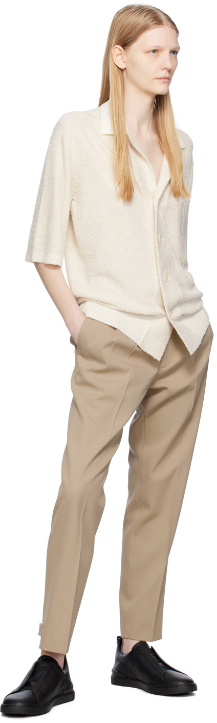 ZEGNA Beige Pleated Trousers