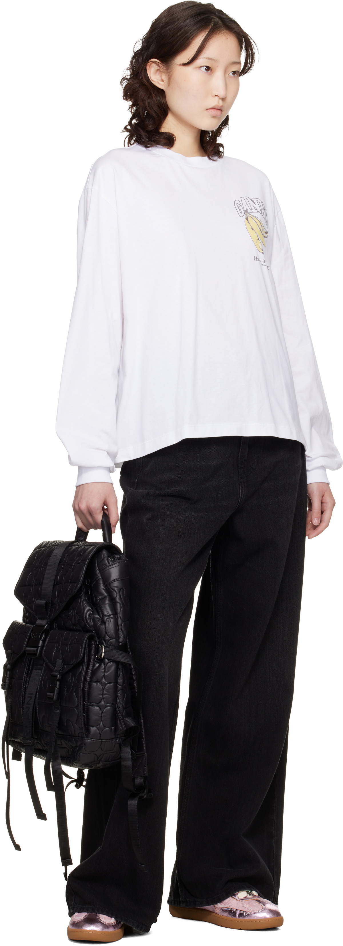 GANNI Black Quilted Re-Tech Backpack