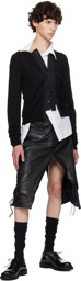 HODAKOVA Black Trouser Leather Skirt