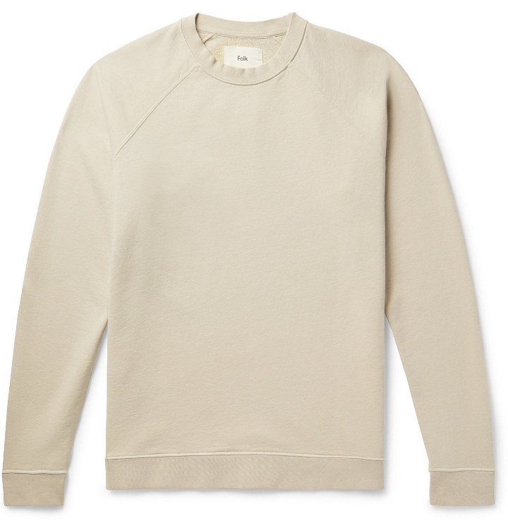 Photo: Folk - Rivet Garment-Dyed Loopback Cotton-Jersey Sweatshirt - Neutrals