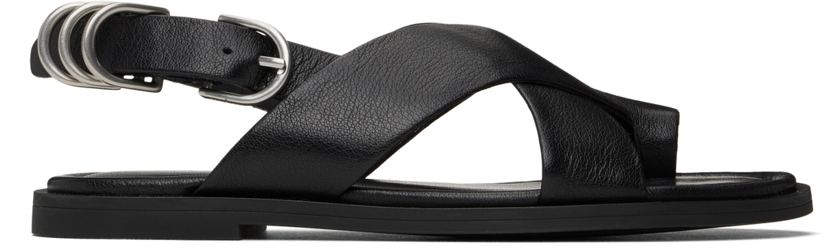 rag & bone Black Gia Leather Crossover Sandals