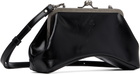 Y's Black Small Glossy Leather Curve Bag