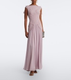 Georges Hobeika Silk-blend georgette and lace corset gown