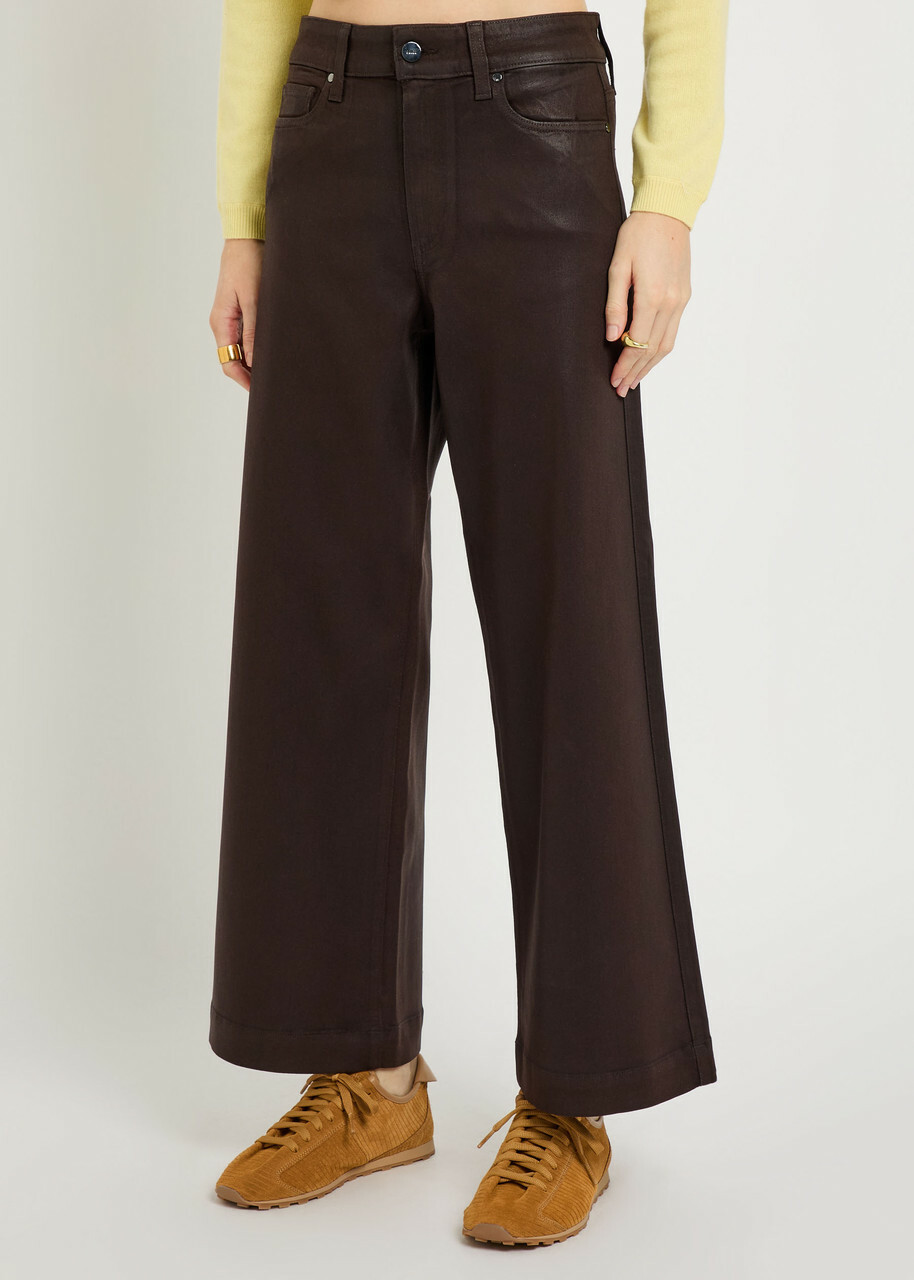Paige Anessa Coated Wide-leg Jeans Brown
