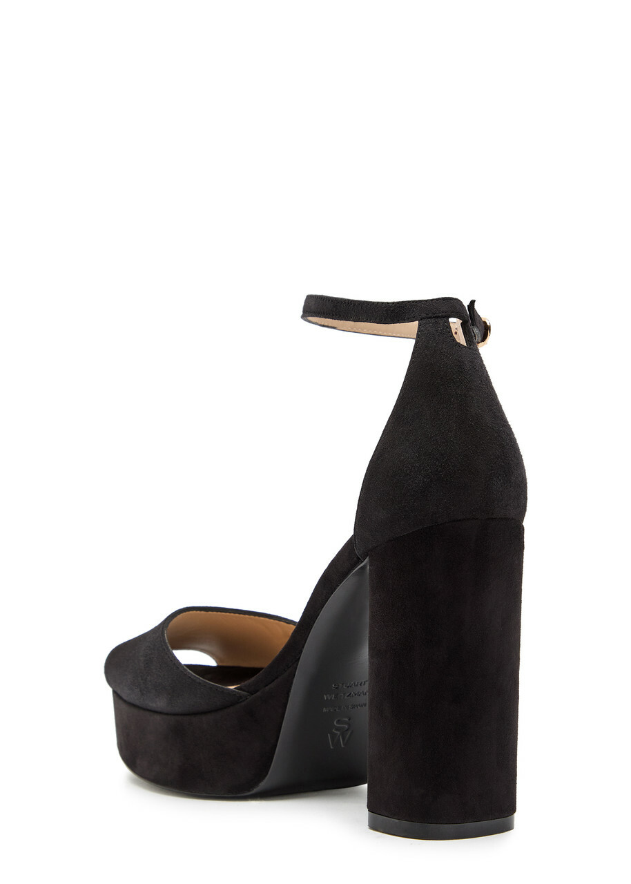 Stuart Weitzman Sabrina 110 Suede Platform Sandals Black