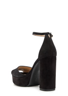 Stuart Weitzman Sabrina 110 Suede Platform Sandals Black