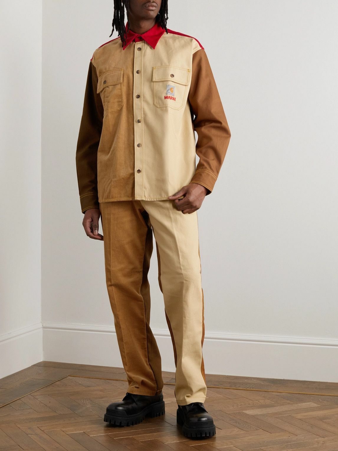 Marni - Carhartt WIP Colour-Block Cotton-Canvas and Corduroy Shirt