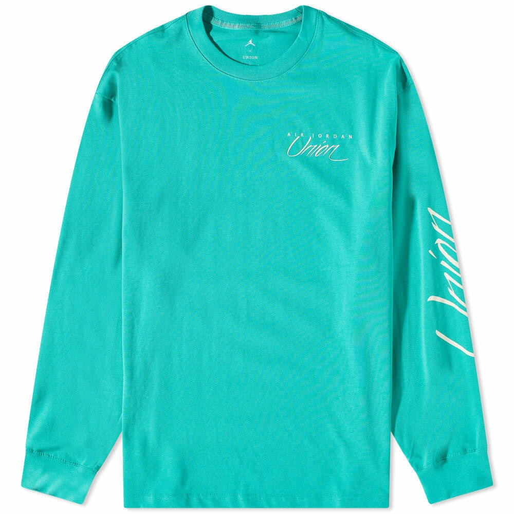 Photo: Air Jordan x Union Long Sleeve T-Shirt in Kinetic Green/Coconut Milk