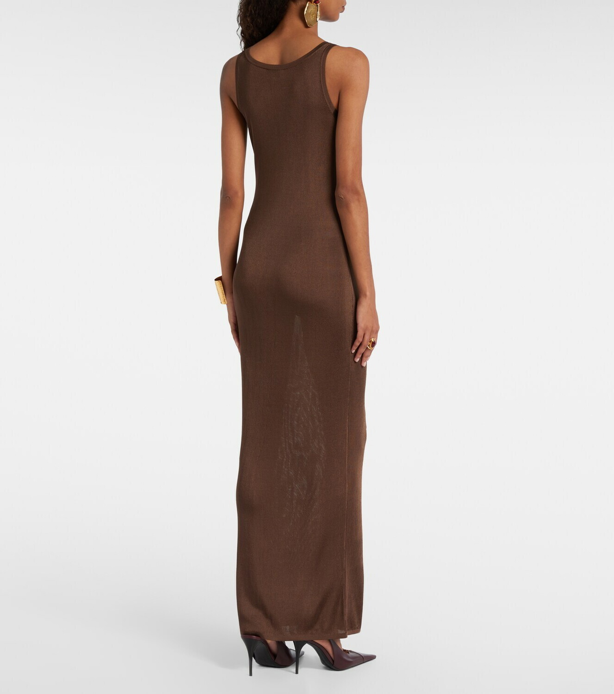 Saint Laurent Ribbed-knit maxi dress