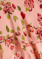 Rixo Preslee Floral Ruffled Silk-chiffon Midi Skirt Pink