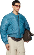 Deadwood Blue Bofinger Padded Leather Bomber Jacket