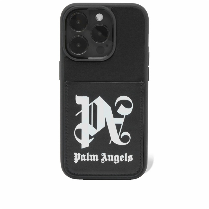 Photo: Palm Angels Men's Monogram 14 Pro iPhone Case in Black