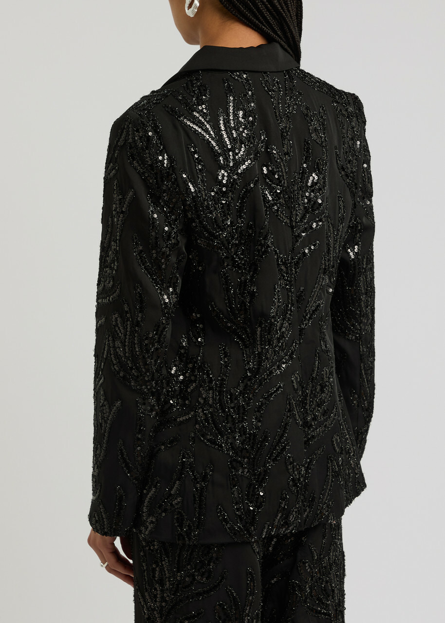 Stine Goya Sequin-embellished Twill Blazer Black