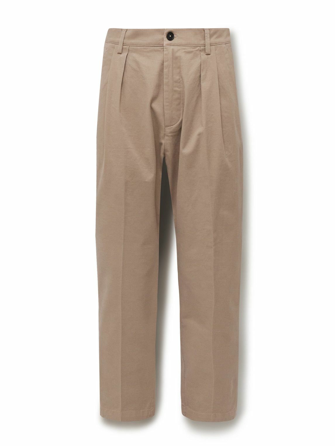 Massimo Alba - Stan Tapered Pleated Cotton-Twill Trousers - Neutrals