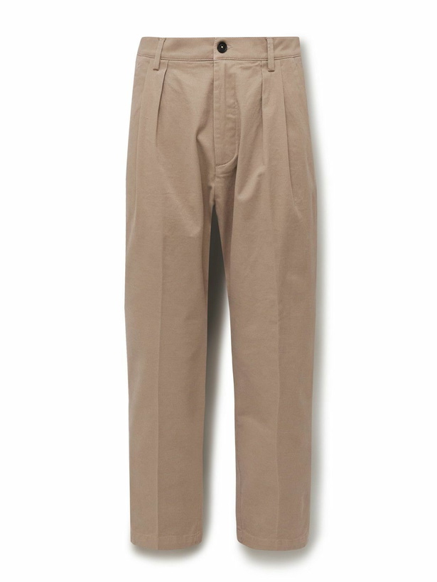 Photo: Massimo Alba - Stan Tapered Pleated Cotton-Twill Trousers - Neutrals