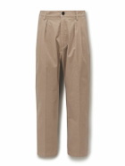 Massimo Alba - Stan Tapered Pleated Cotton-Twill Trousers - Neutrals