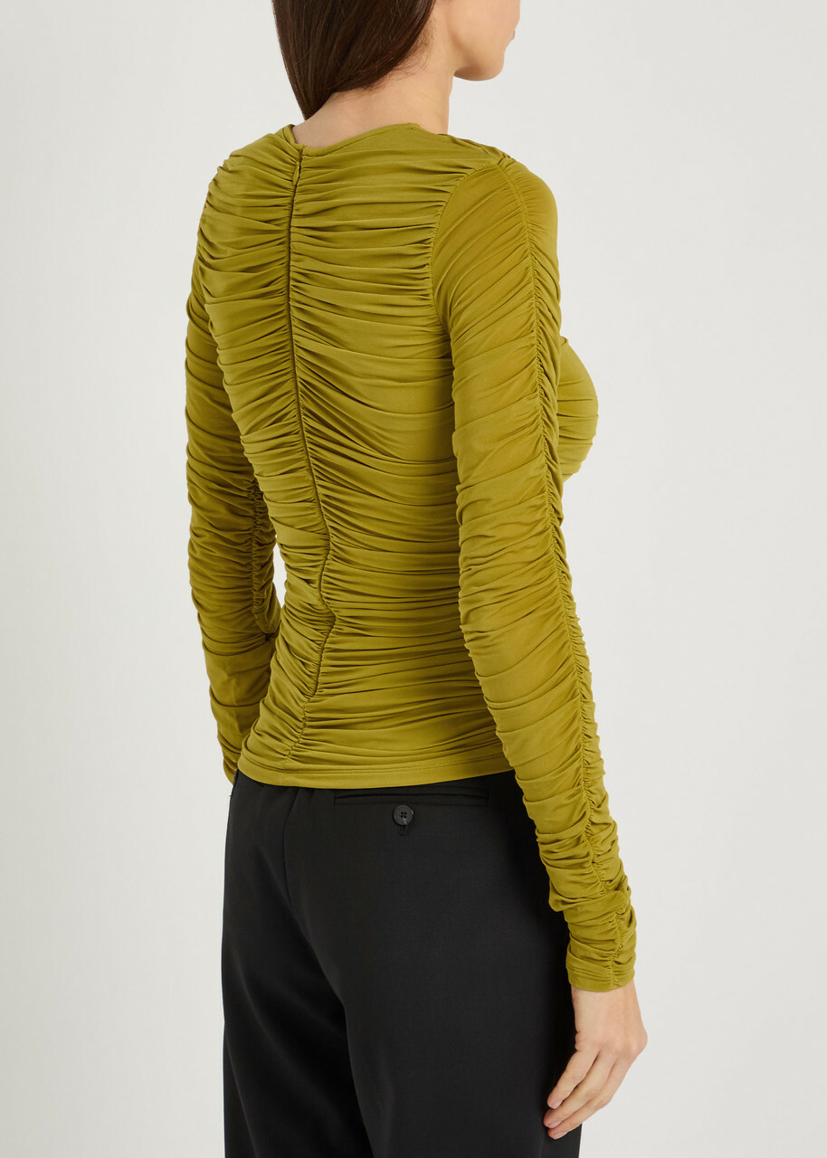 Tove Nevin Ruched Stretch-jersey top Green