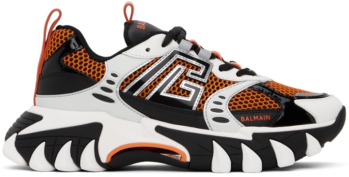 Photo: Balmain Orange & White B-East PB Sneakers