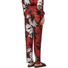 Dolce and Gabbana Red Silk Camellia Print Pyjama Trousers