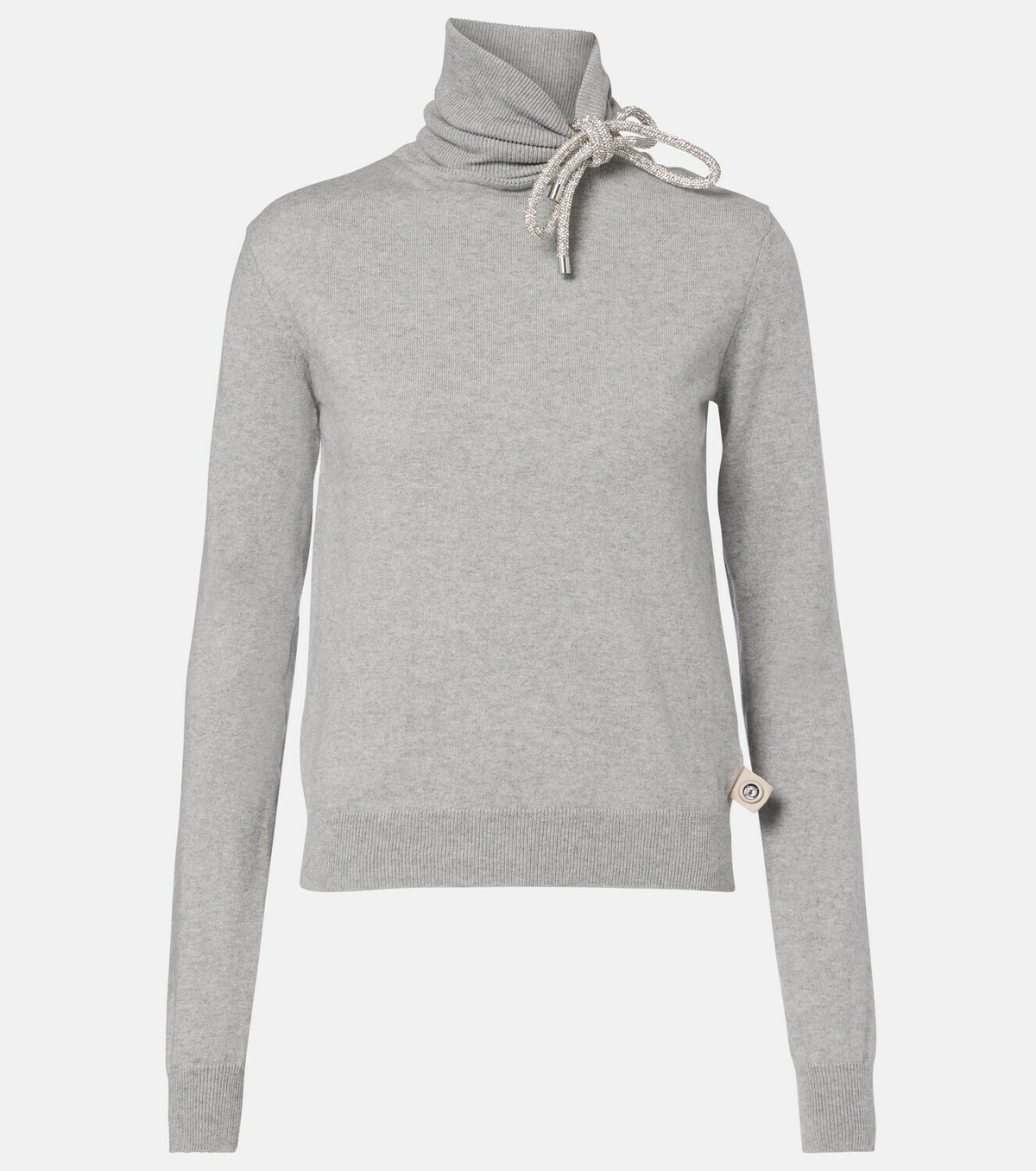 Area Embellished cotton and cashmere turtleneck sweater