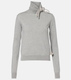 Area Embellished cotton and cashmere turtleneck sweater
