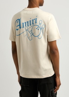 Amiri Bowling Printed Cotton T-shirt Beige