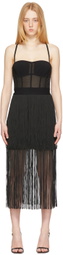 Herve Leger Black Fringed Bustier Dress