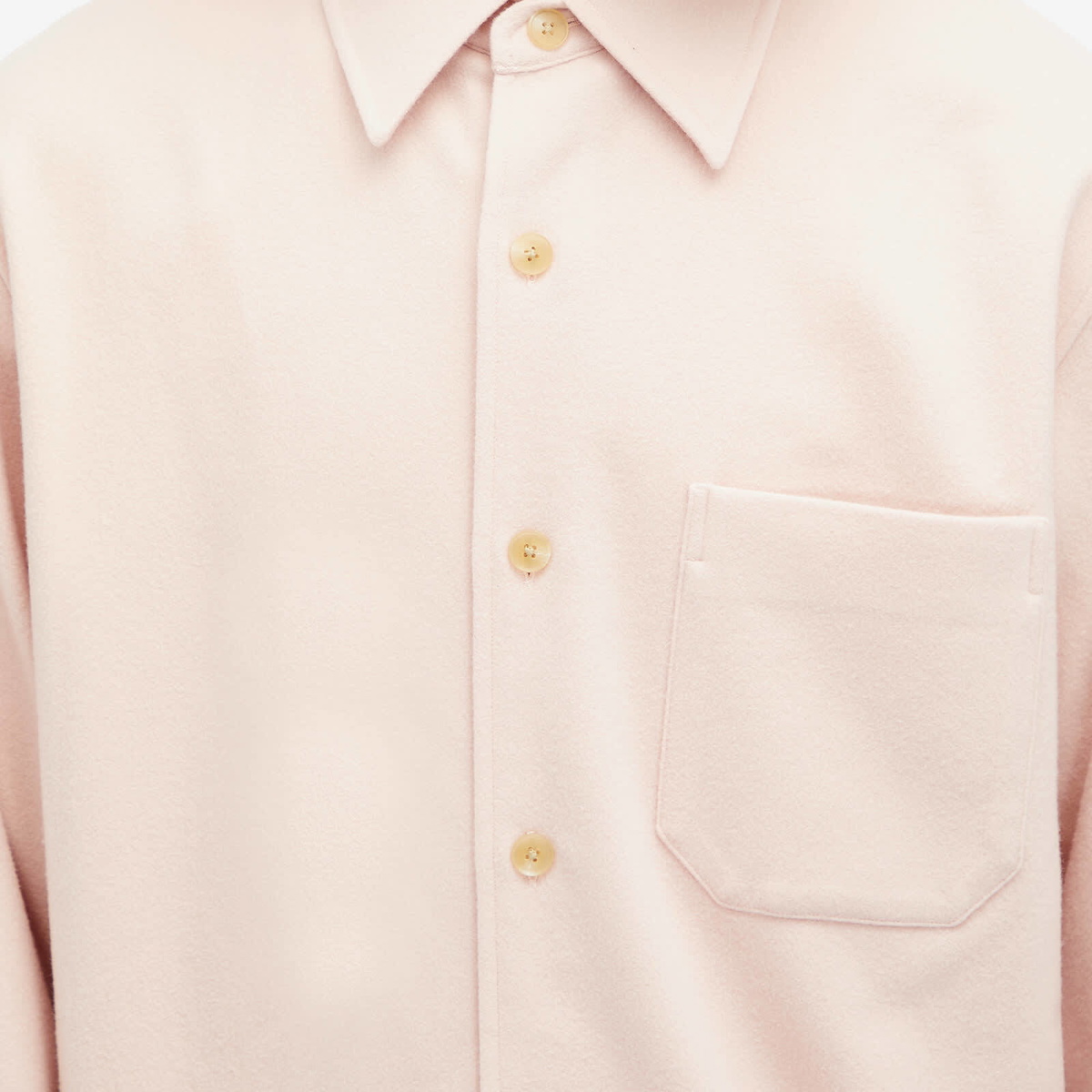 Auralee Men's Super Fine Wool Shirt in Light Pink Auralee