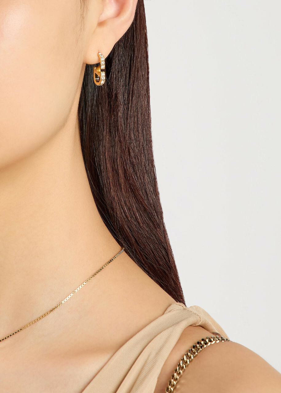Valentino Vlogo Crystal-embellished Hoop Earrings - Gold - One Size