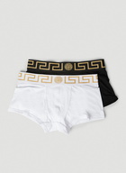 Pack of Two Greca Border Boxer Briefs in Black And White