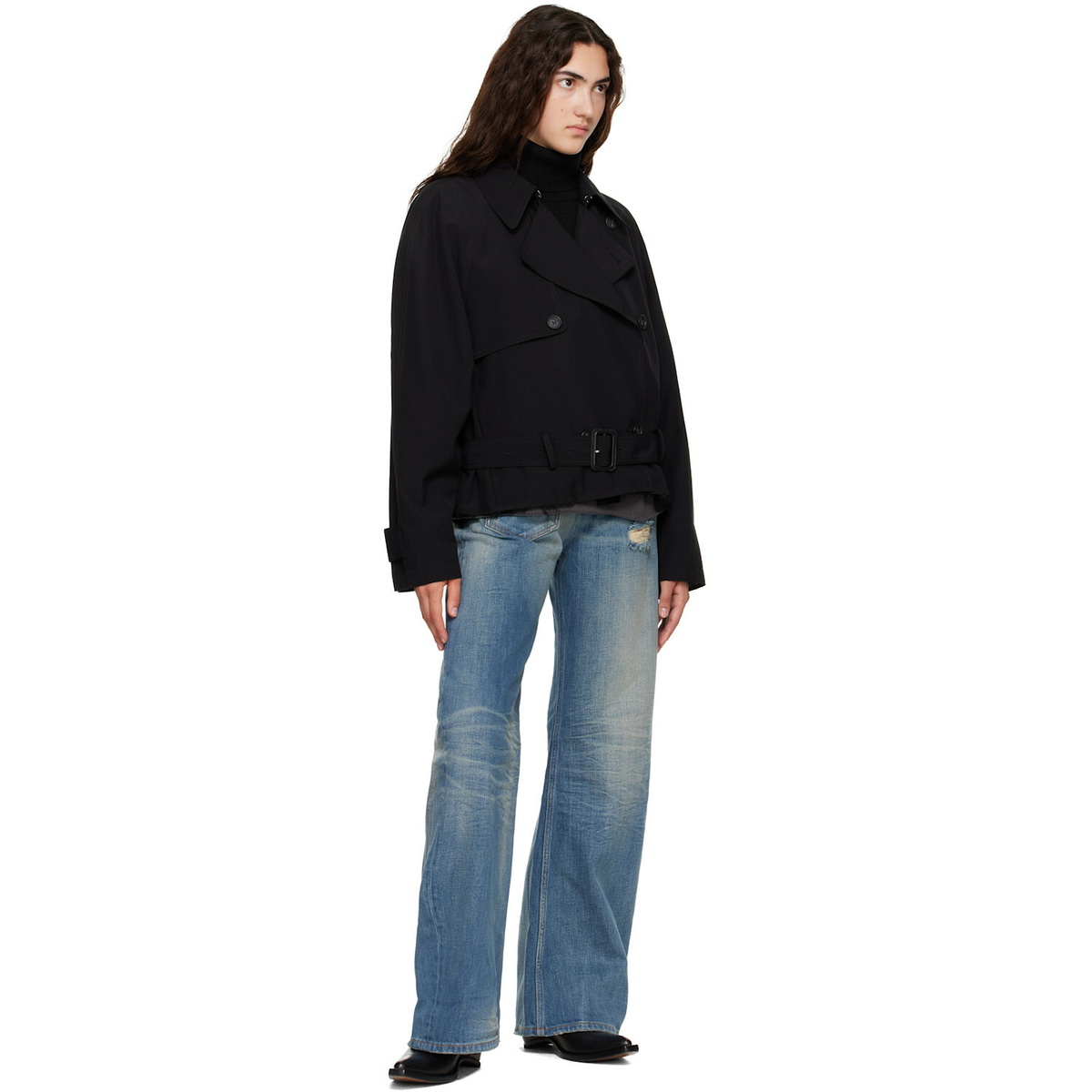 MM6 Maison Margiela Black Belted Wool Blend Jacket