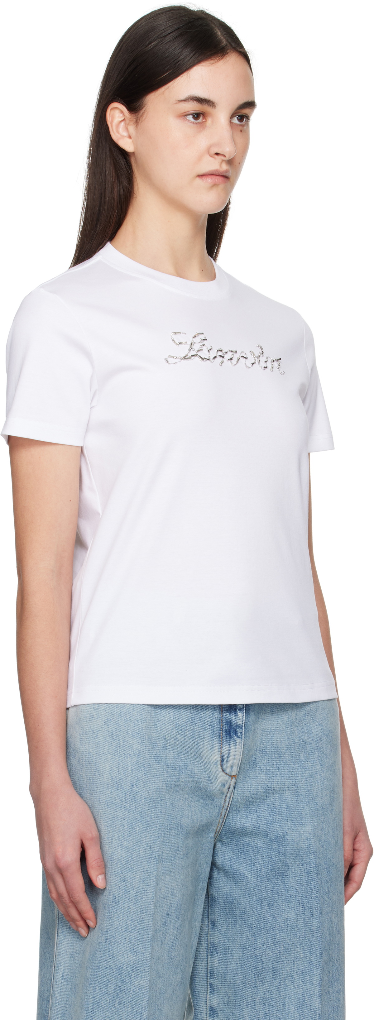 Lanvin White 'Lanvin' Bead Embroidered T-shirt