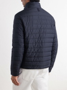 Canali - Leather-Trimmed Quilted Shell Bomber Jacket - Blue