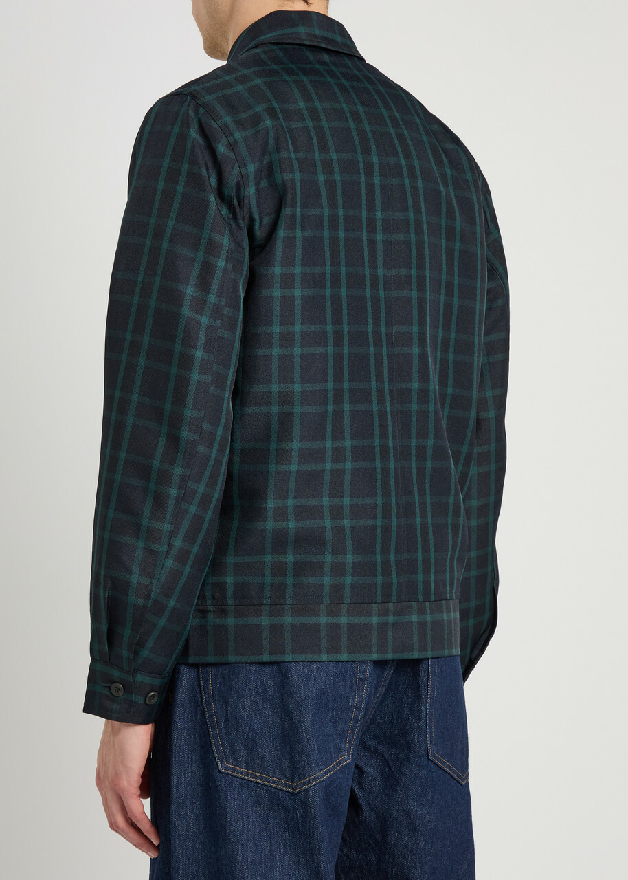 Les Deux Como Coach Checked Twill Jacket Navy