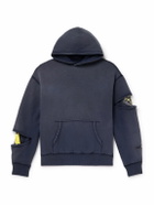 KAPITAL - Reversible Distressed Printed Cotton-Jersey Hoodie - Blue