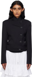 OPEN YY Black Wool Double-Breasted Blazer