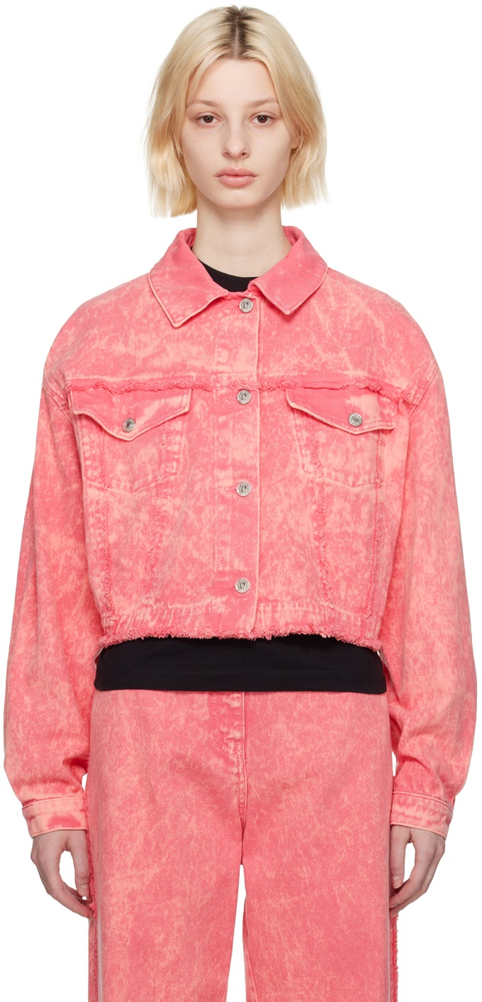 MSGM Pink Cropped Denim Jacket MSGM