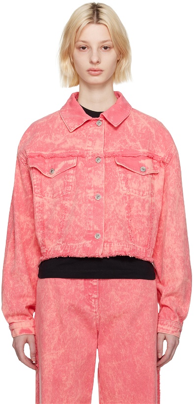 Photo: MSGM Pink Cropped Denim Jacket