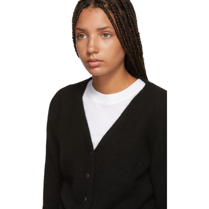 The Elder Statesman Black Cashmere Cropped Line Cardigan The Elder
