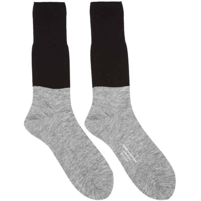 Photo: Comme des GarÃ§ons Homme Plus Black and Grey Colorblocked Jersey Socks