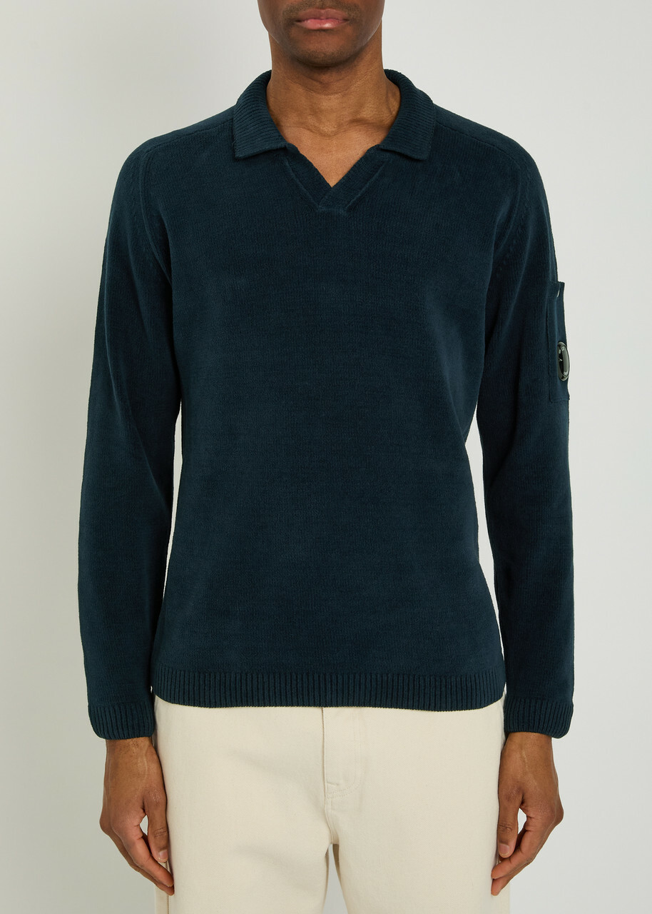 C.P. Company Cotton Polo Jumper Navy
