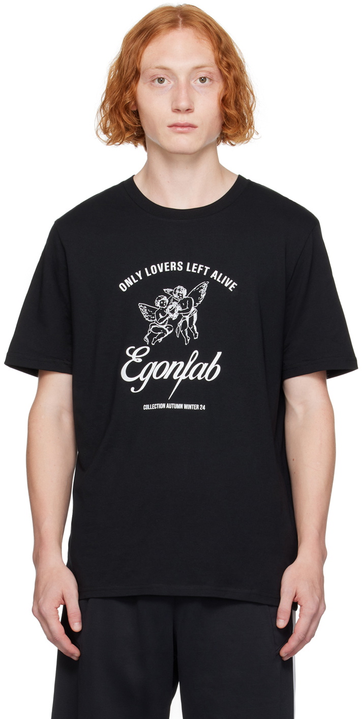 EGONlab Black Printed-Logo T-Shirt