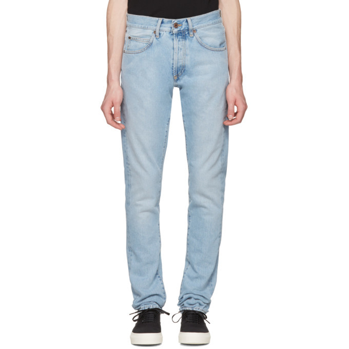 Photo: Off-White Blue Slim Spray Diagonal Jeans