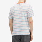 Thom Browne Men's Pocket Stripe T-Shirt in Medium Blue
