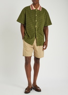 DRÔLE DE Monsieur Le Chemise Monogramme Towelling Cotton Shirt Dark Green