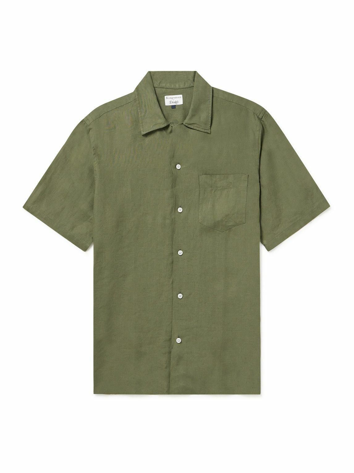 Kingsman - Camp-Collar Linen Shirt - Green Kingsman