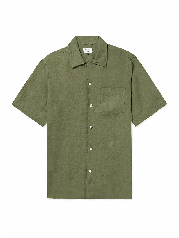 Photo: Kingsman - Camp-Collar Linen Shirt - Green